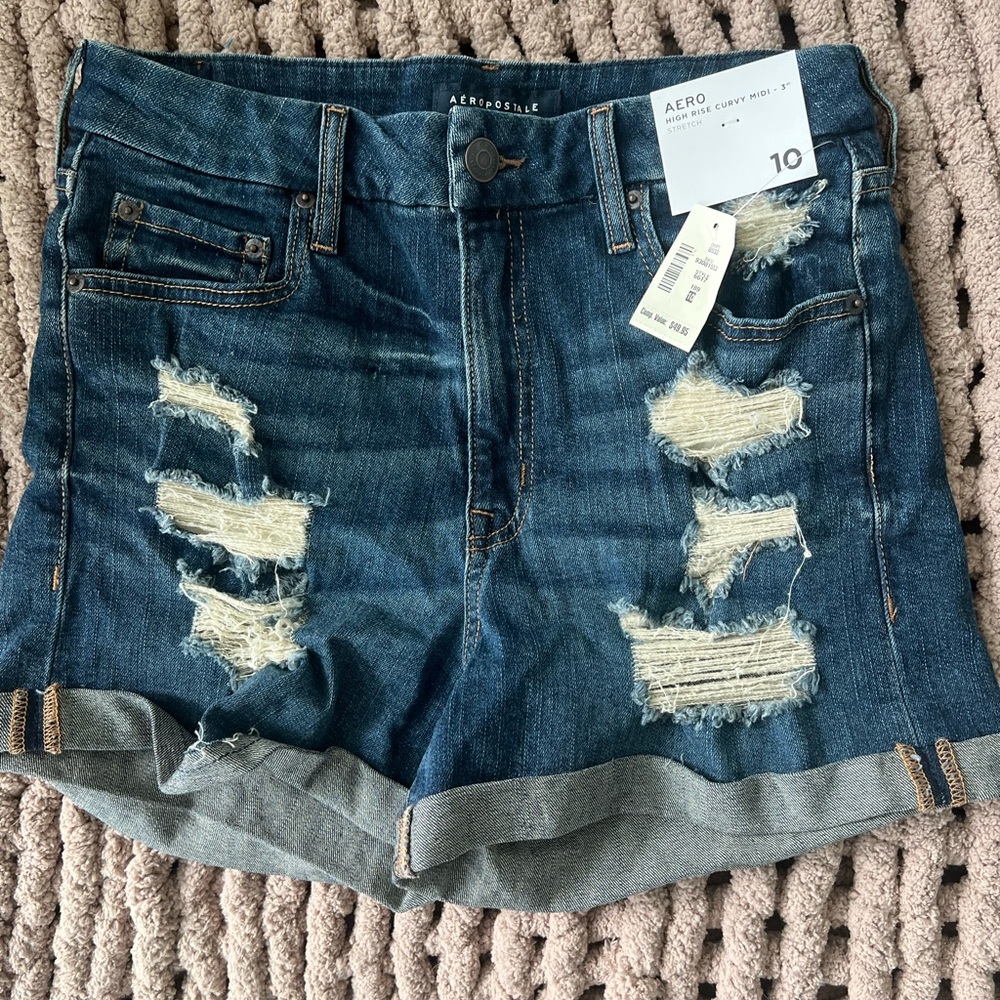 Aeropostale high rise curvy midi jean shorts